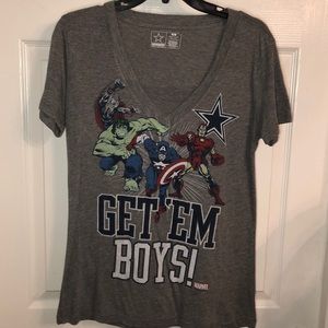 Cowboys team apparel gray V-neck superheroes